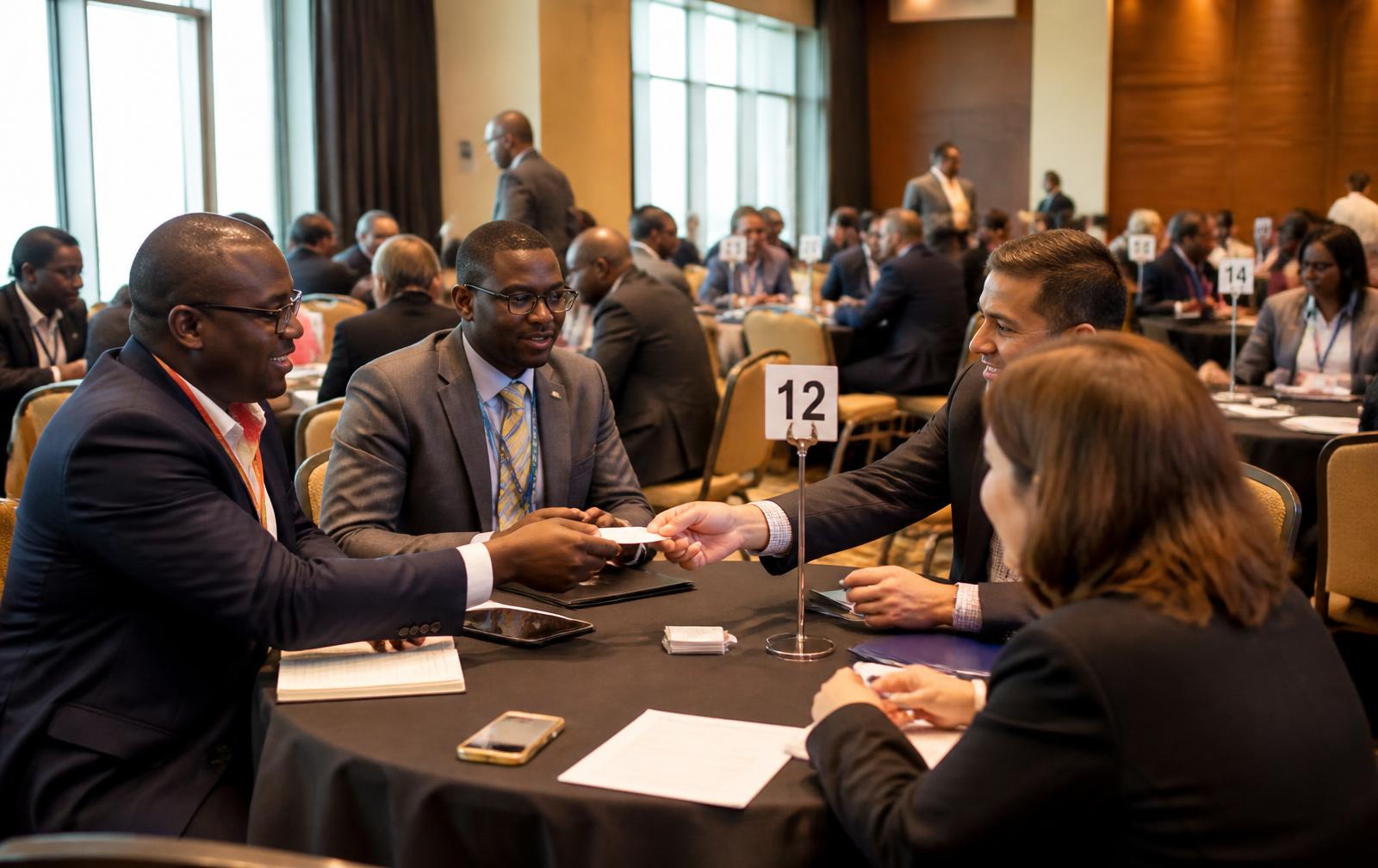 Business leaders meeting face to face at a B2B matchmaking event